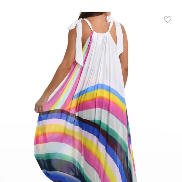 Striped Self-Tie Maxi Coverup Dress - one size fit most - Picture 3 of 4